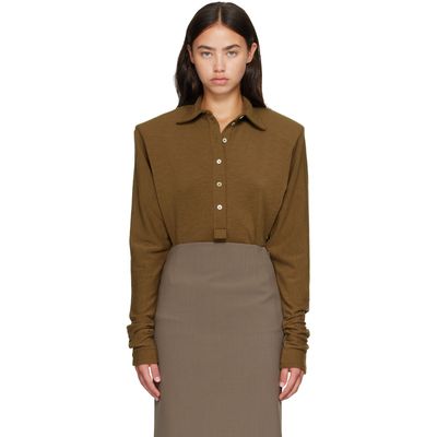 Mugler Mugler Khaki Batsleeves Polo Bodysuit