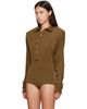 Mugler Mugler Khaki Batsleeves Polo Bodysuit - 4