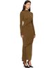 Mugler Mugler Khaki Draped Turtleneck Maxi Dress - 2