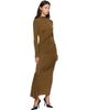 Mugler Mugler Khaki Draped Turtleneck Maxi Dress - 4