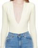Mugler Mugler Off-White Hooded V-Neck Bodysuit - 1