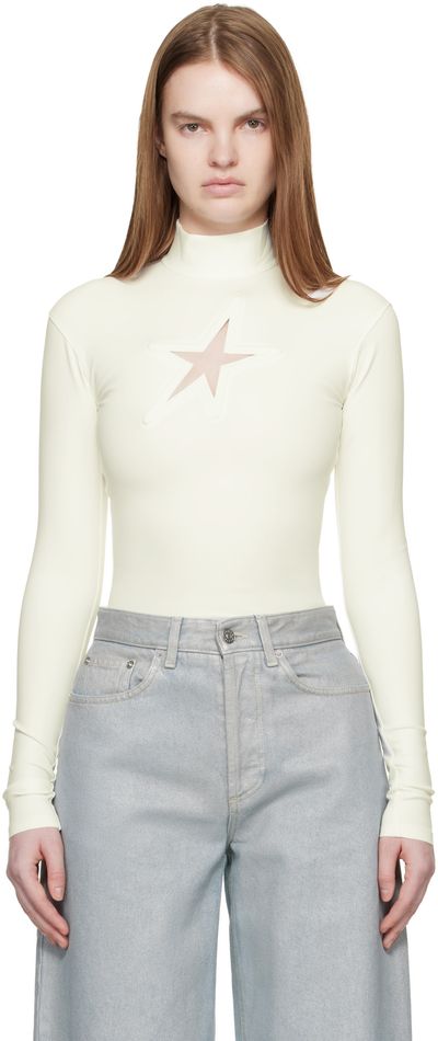 Mugler Mugler Off-White Thick Lycra Turtleneck