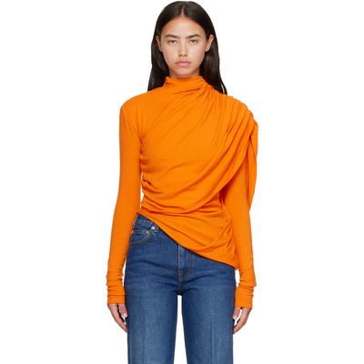 Mugler Mugler Orange Cascade Sleeves Top