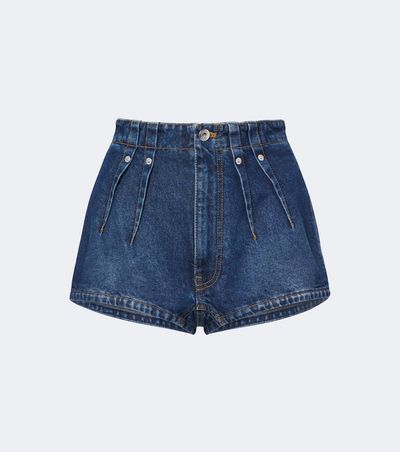 Mugler Mugler Pleated denim shorts
