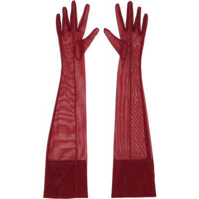 Mugler Mugler Red Mesh Gloves.