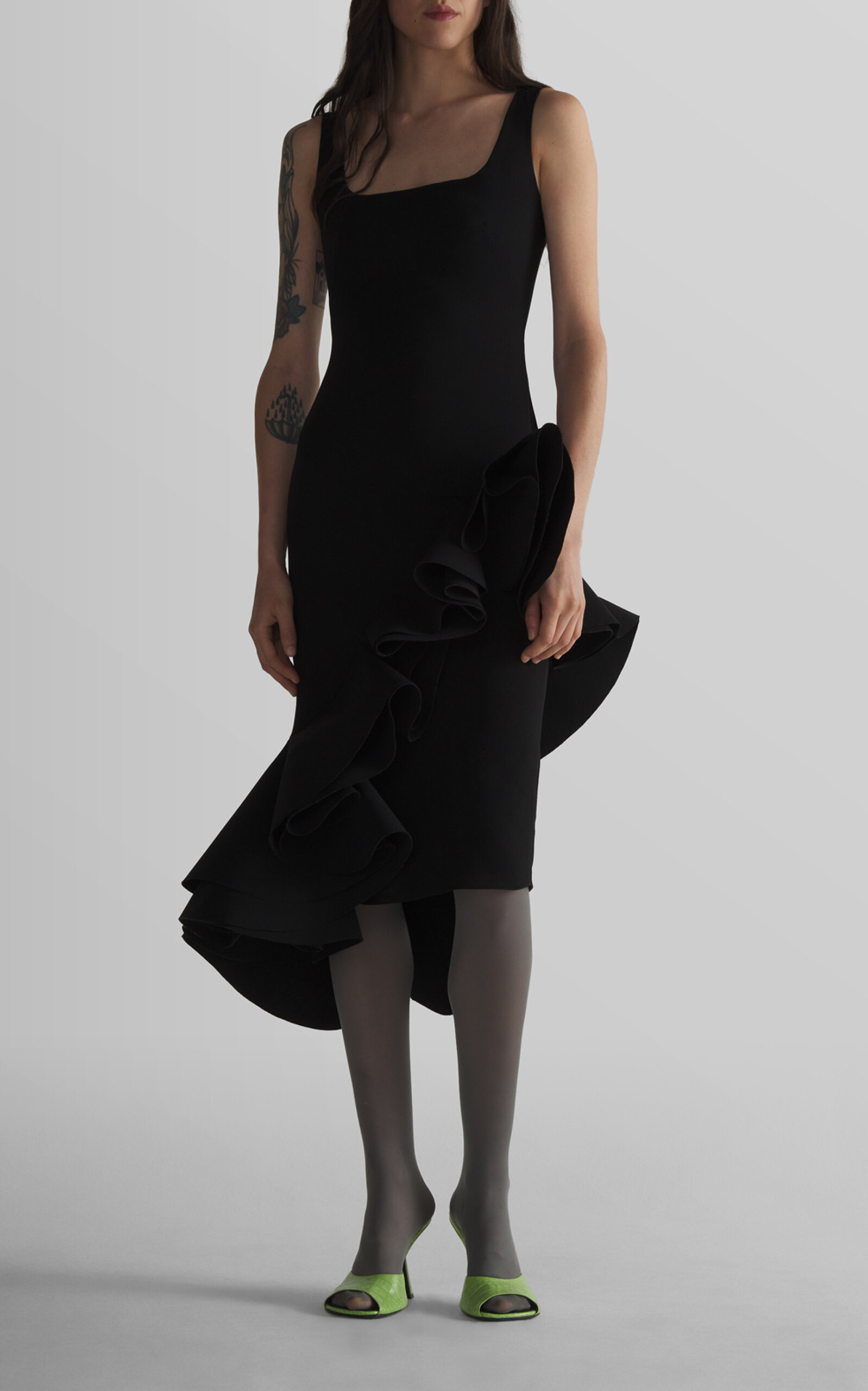 MUGLER MUGLER Ruffled Georgette Midi Dress