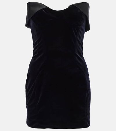 Mugler Mugler Satin-trimmed velvet minidress
