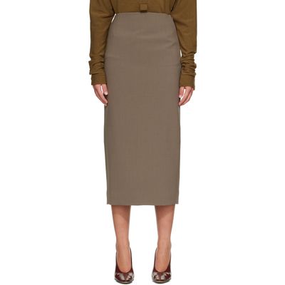 Mugler Mugler Taupe Pencil Midi Skirt