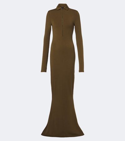 Mugler Mugler Wool-blend jersey polo dress