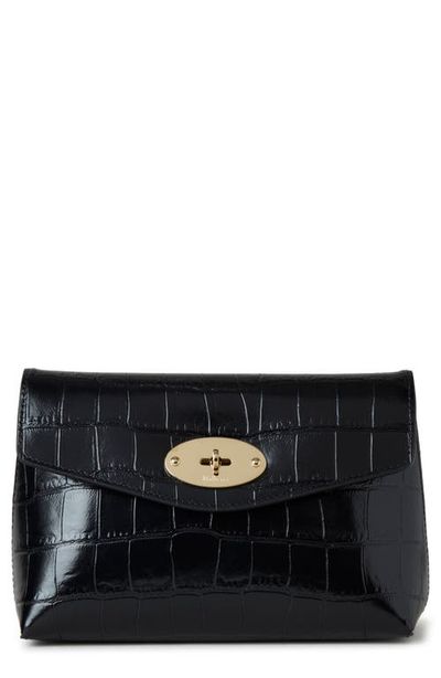 Mulberry Mulberry Darley Shiny Croc Embossed Leather Cosmetics Pouch