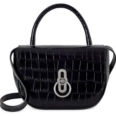 Mulberry Mulberry Small Amberley Croc Embossed Patent Leather Top Handle Bag