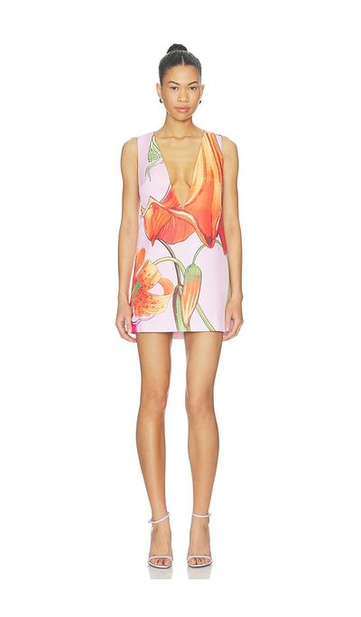 Muma World Muma World Orange Trumpet V Neck Electra Dress