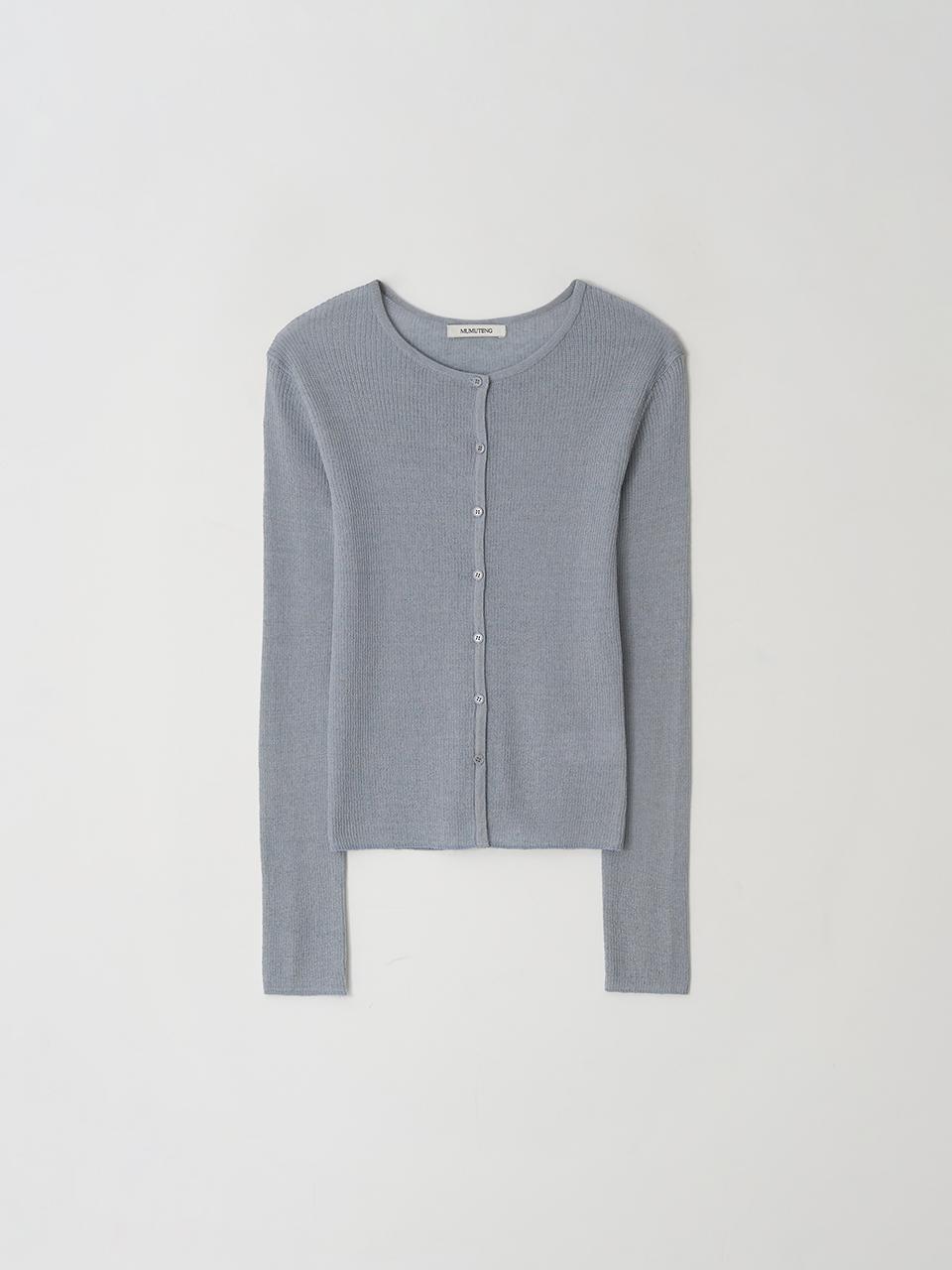 mumuteng Round Knit Cardigan [Blue]