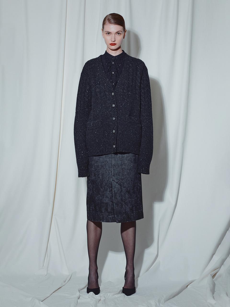 MUNN BLACK GRADIENT TWISTED KNIT CARDIGAN