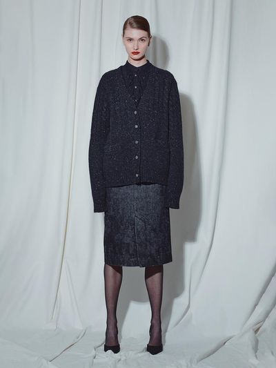 MUNN BLACK GRADIENT TWISTED KNIT CARDIGAN