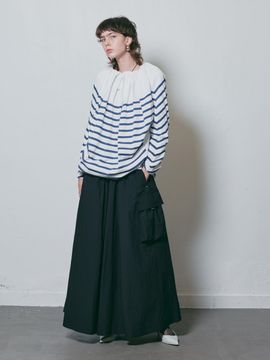 MUNN BLACK NYLON VOLUME POCKET MAXI SKIRT
