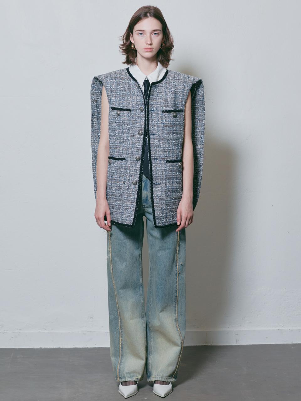 MUNN BLUE WINGED 4 - POCKET TWEED VEST
