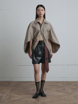 MUNN Folded Rhombos Oversized Trench Coat [Beige]