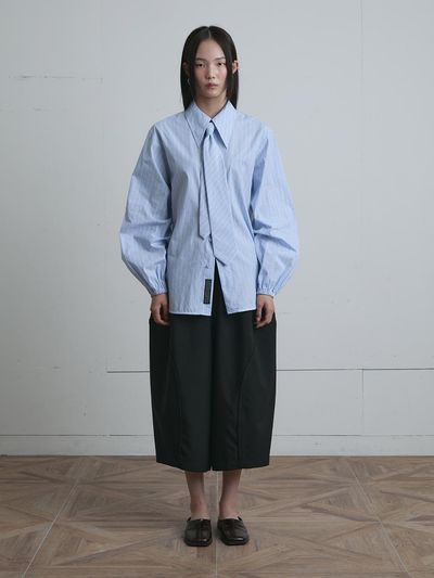 MUNN Logo Embroidered Cotton Classic Shirt [Blue]
