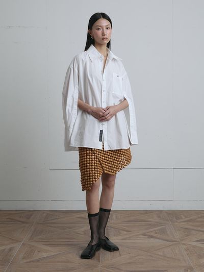 MUNN Multi Placket Logo Cotton Shirt [Beige]