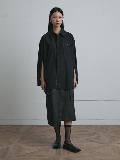 MUNN Multi Placket Logo Cotton Shirt [Black]