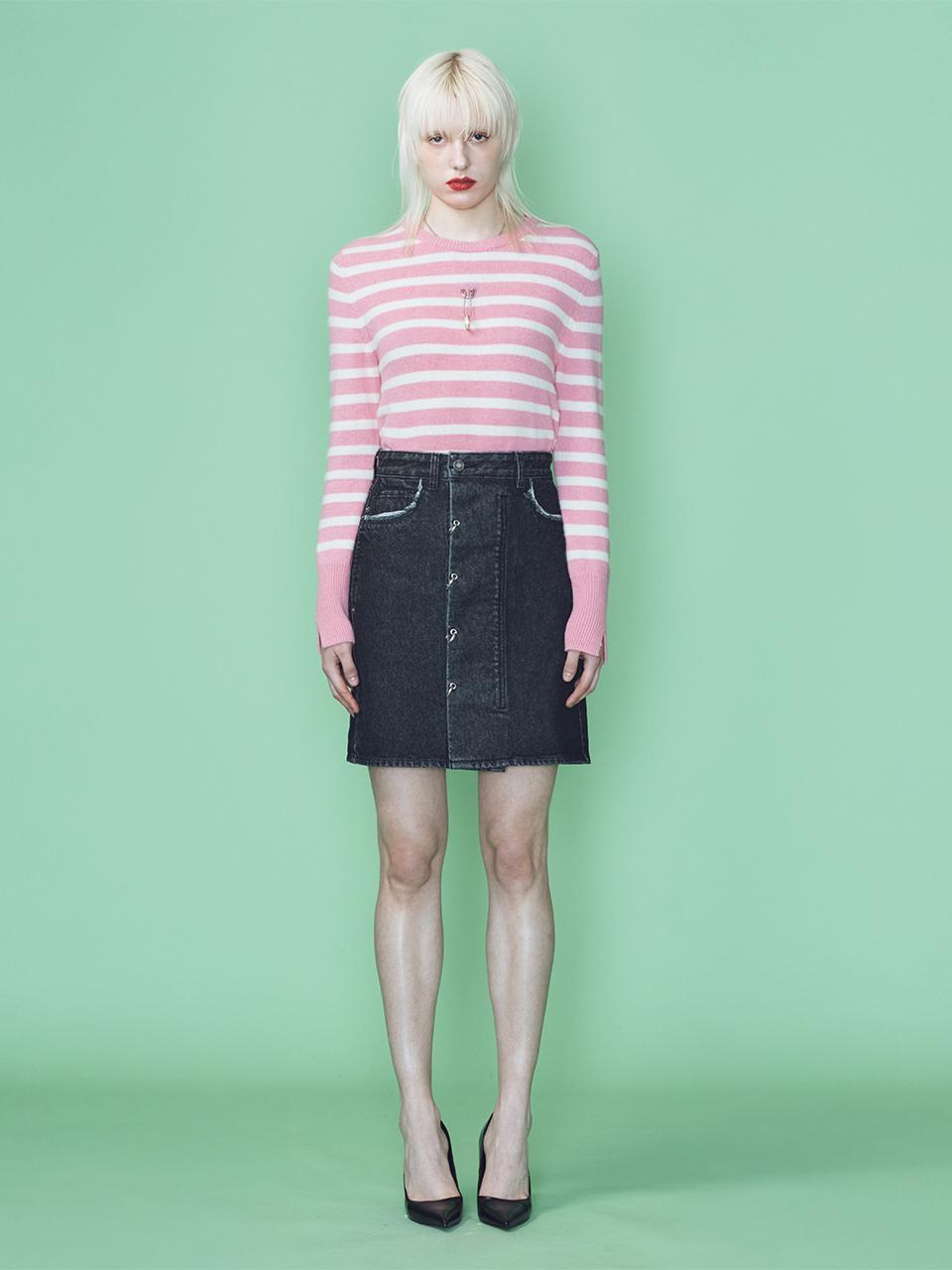 MUNN O-RING FASTENED DENIM MINI SKIRT