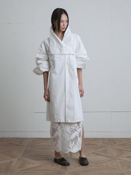MUNN Oversized Belted Funnel Neck Coat [Beige]