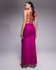 Murci Murci exclusive lace halterneck deep plunge front split maxi dress in cerise-pink - 4
