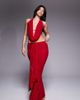 Murci Murci exclusive lace mesh drape detail fishtail maxi skirt in red - part of a set - 1
