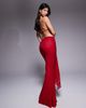 Murci Murci exclusive lace mesh drape detail fishtail maxi skirt in red - part of a set - 3