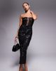 Murci Murci exclusive mesh column midaxi skirt in textured black floral applique - part of a set - 1