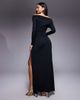 Murci Murci Exclusive off-shoulder gold hardware cut-out detail crop top and maxi skirt set in black - 2