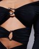Murci Murci Exclusive off-shoulder gold hardware cut-out detail crop top and maxi skirt set in black - 4