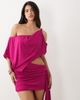 Murci Murci Exclusive off shoulder cut out drape detail mini dress in dark pink - 3