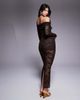 Murci Murci exclusive sheer lace off the shoulder bodysuit and foldover waist maxi skirt set in chocolate-Brown - 4