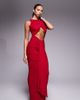 Murci Murci exclusive slash neck crossover front cut out drape detail sleeveless maxi dress in red - 1