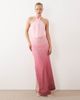 Murci Murci mesh twist halterneck extreme cowl drape thigh slit maxi dress in plum ombre-Multi - 4