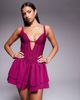 Murci Murci plunge corset tiered hem mini dress in plum-Purple - 3