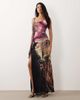 Murci Murci premium mesh cowl detail drape thigh slit maxi dress in leopard and orchid floral-Multi - 1