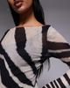 Murci Murci slash neck long sleeve plisse mini dress in mono zebra print-Multi - 3