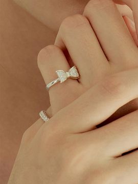 murmur 925 Sterling Silver Cubic Zirconia Ribbon Ring