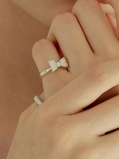 murmur 925 Sterling Silver Cubic Zirconia Ribbon Ring