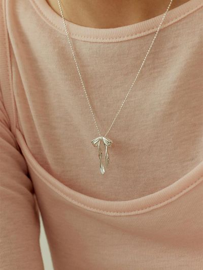 murmur 925 Sterling Silver Knotted Ribbon Necklace [Purple]