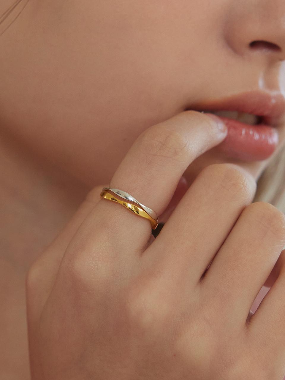 murmur 925 Sterling Silver Wave Slim Ring