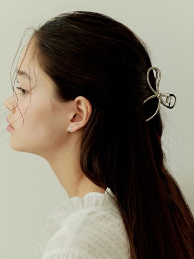 murmur Brass Elegant Ribbon Bow Hair Claw