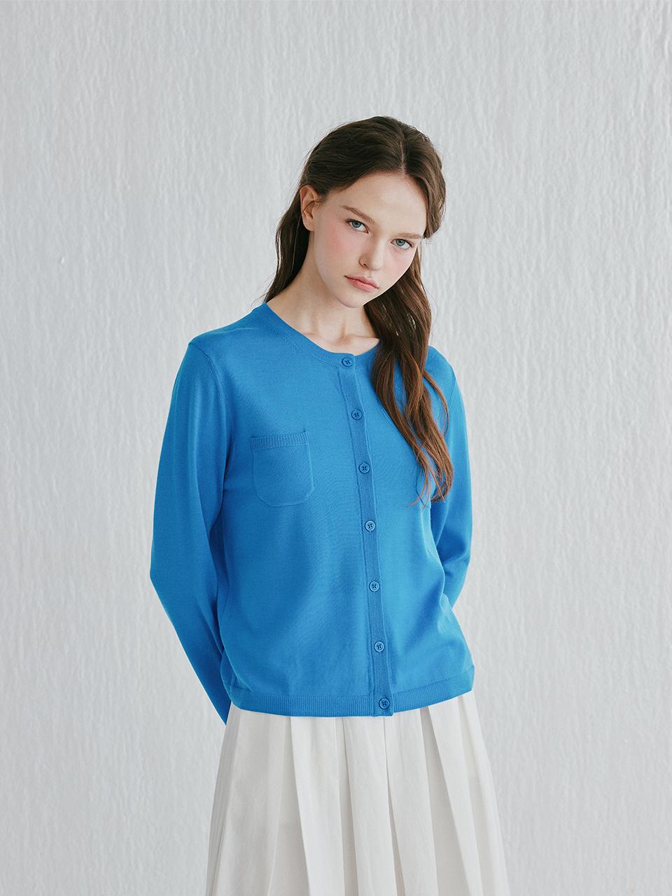 murray allan 100% Wool Round Cardigan [Soif Blue] (M52WCD009OB)