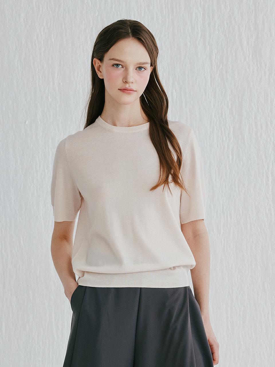 murray allan 100% Wool Round Half Pullover Sweater [Sand Beige] (M52WPU023SE)
