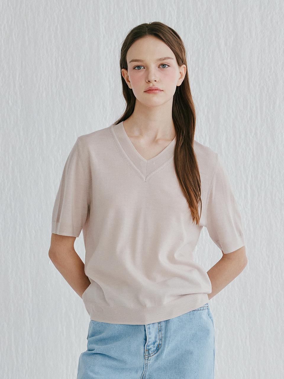 murray allan 100% Wool V-neck Pullover Sweater [Indy Pink] (M52WPU008IP)