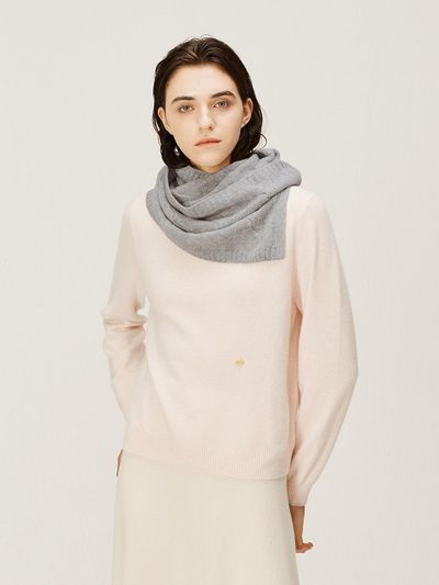 murray allan [Cashmere Class] Cable Loose neck warmer Cloud