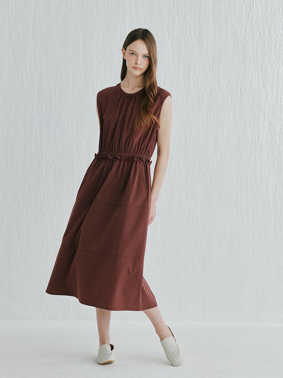 murray allan Cashmere Class Shirring Dress [Burgundy] (C52WDR005BG)